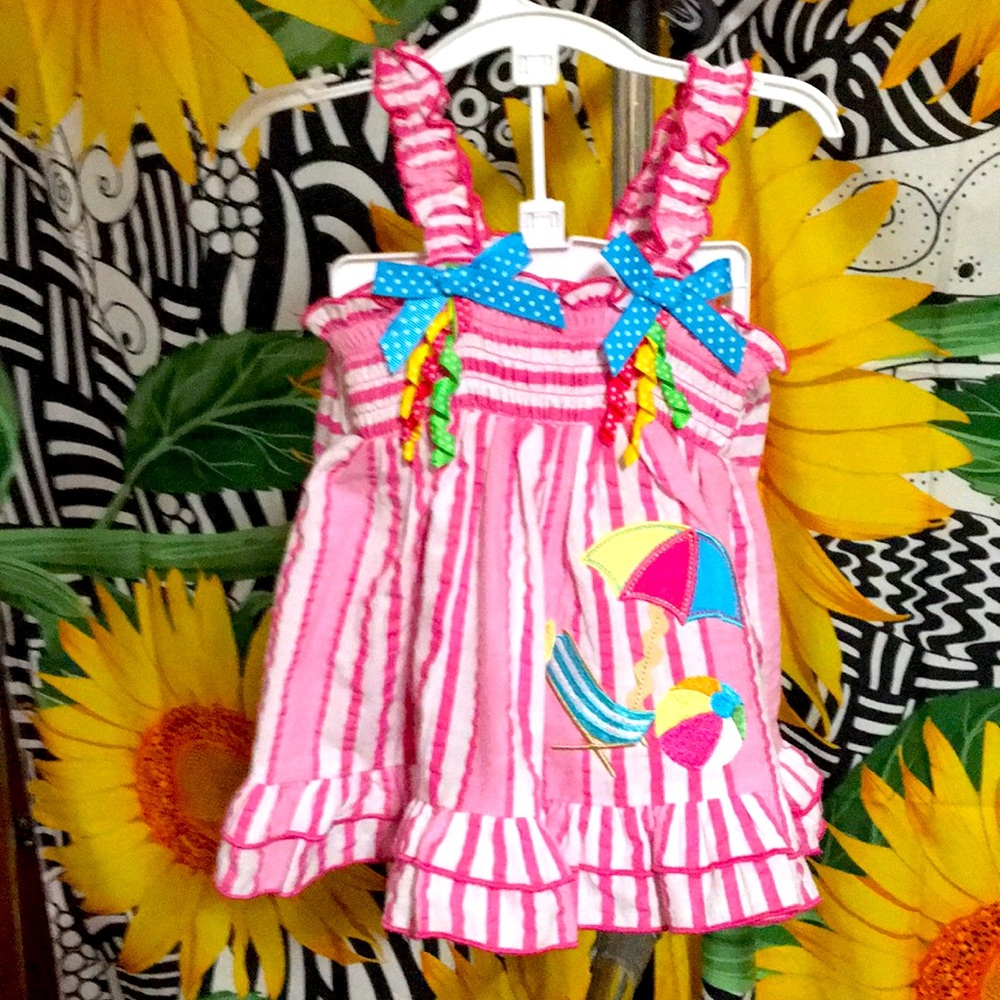 2 pc Pink Stripe Dress w/ Matching Bloomers